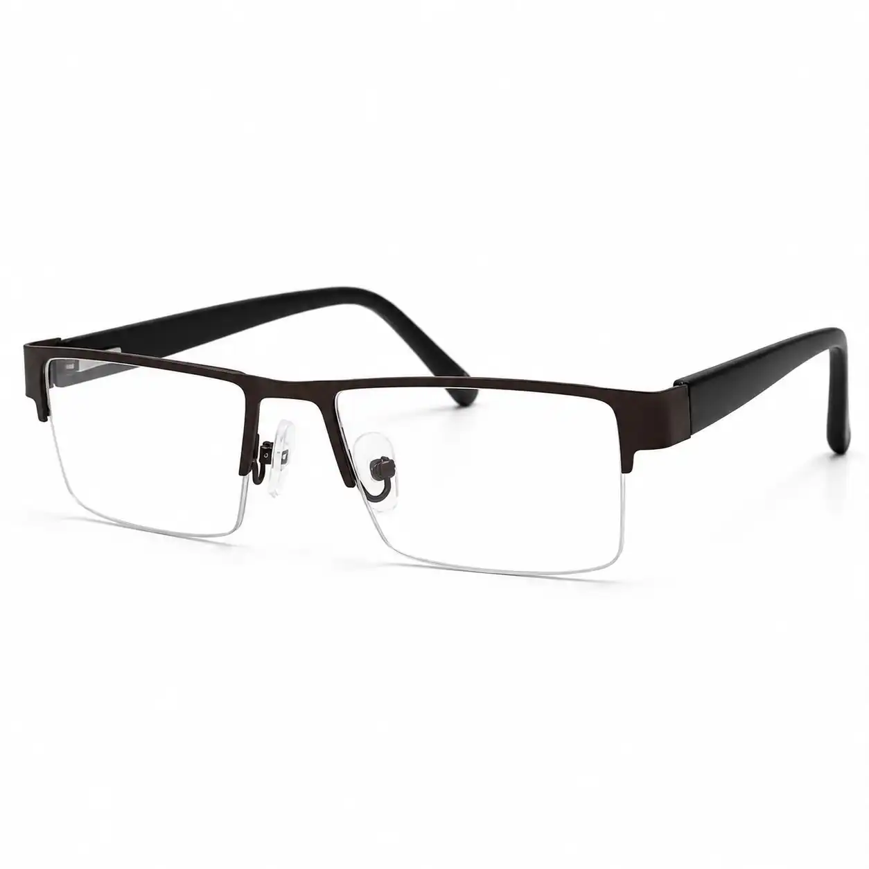 OPX-0374 Matte Chocolate Brown Half Rim Rectangular Frames | Optixxo