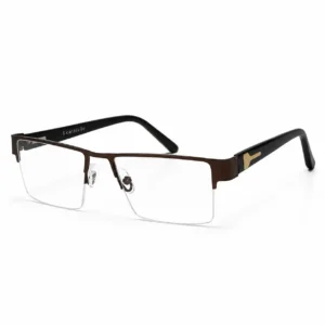 OPX-0389 Dark Brown Half Rim Rectangular Metal Frames | Optixxo