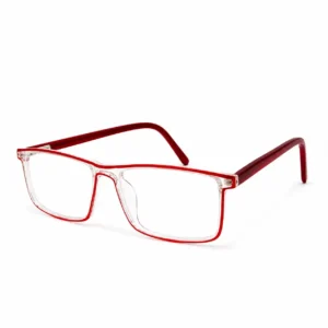 OPX-0418 Clear and Red Rectangle Computer Glasses Frame | Optixxo