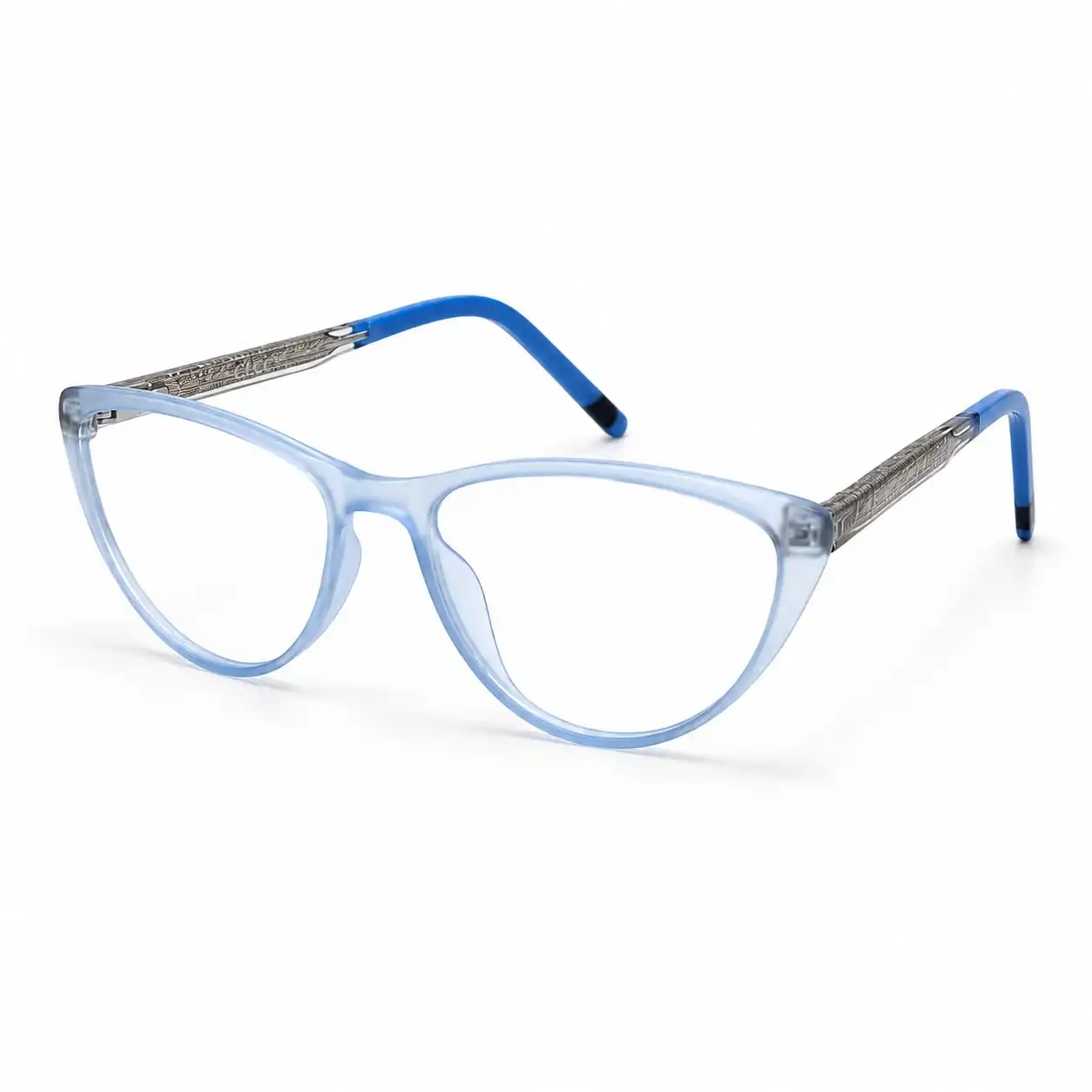 OPX-0440 Clear Light Blue Cat-Eye Glasses for Women | Optixxo