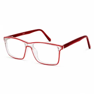 OPX-0482 Rectangular Prescription Glasses for Unisex with Transparent Red Frame | Optixxo