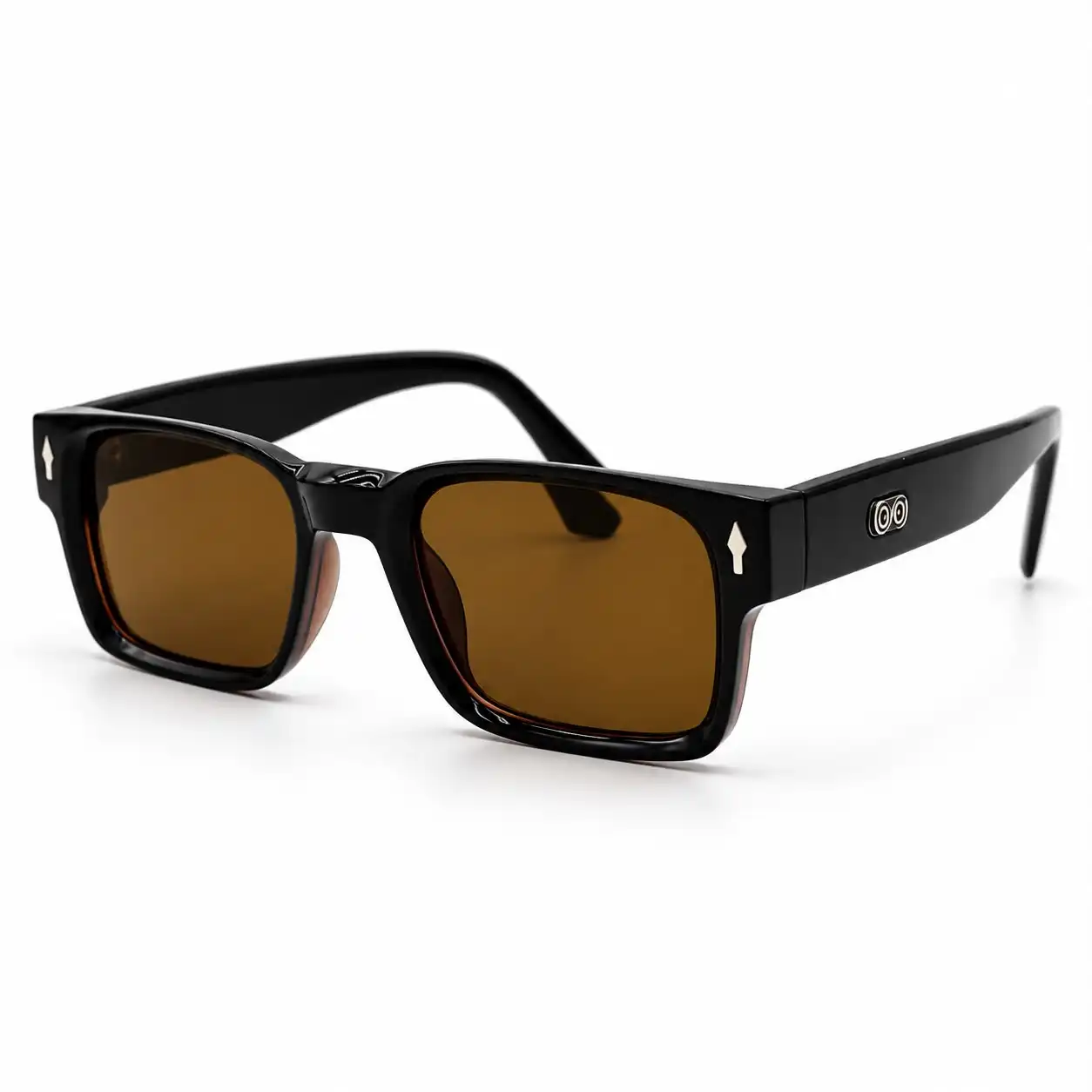 OPX-0193 Brown Square Sunglasses, Silver Arrow Detail | Optixxo