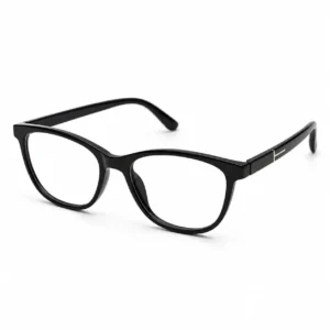 OPX-0298 Glossy Black Oval Eyeglasses | Optixxo