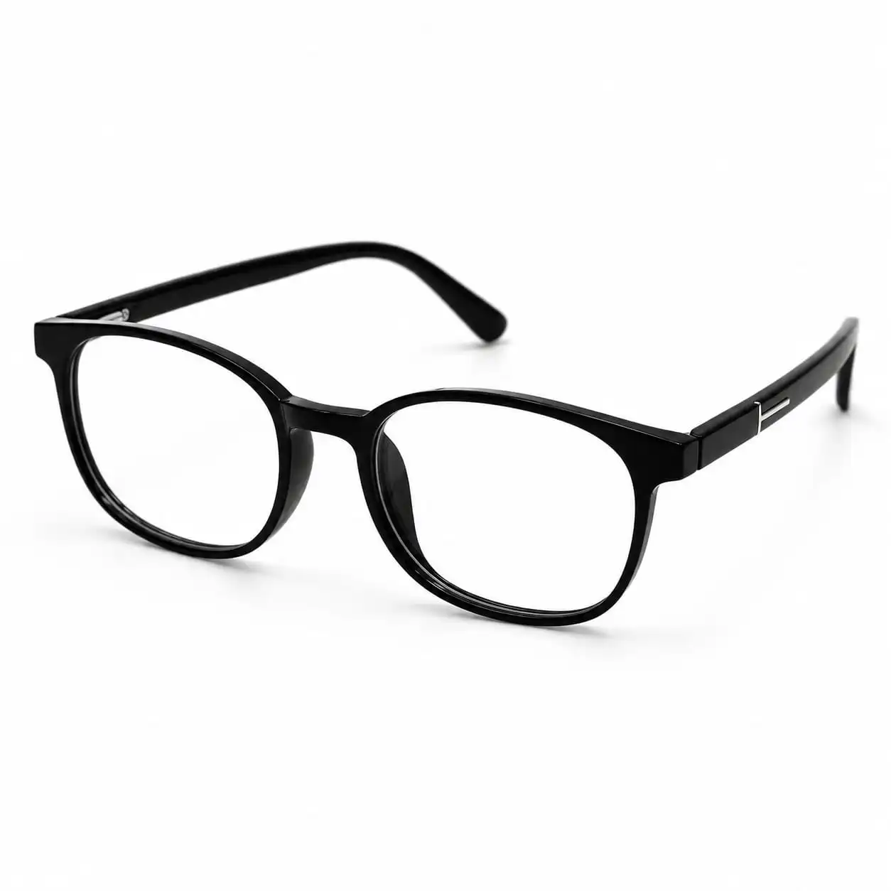 OPX-0303 Glossy Black Oval Eyeglasses | Optixxo