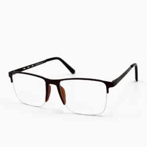 OPX-0351 Matte Dark Brown Half Rim Metal Frames | Optixxo